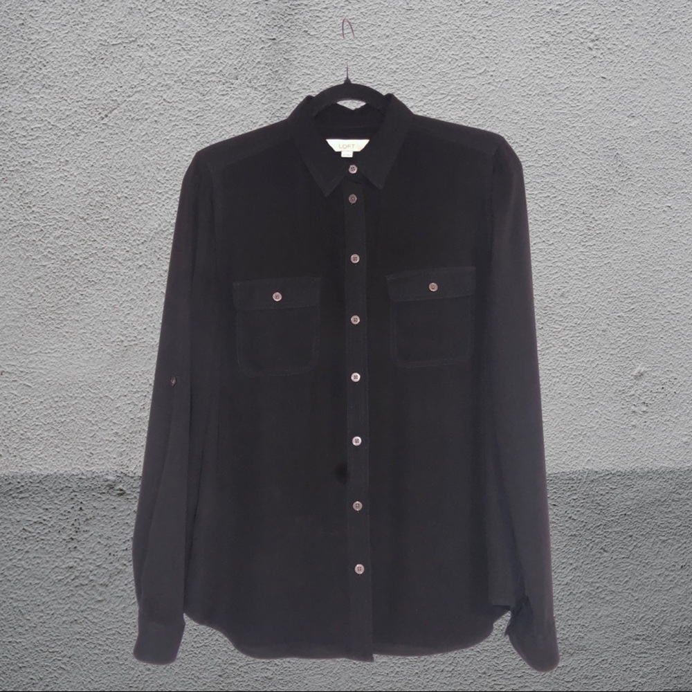 LOFT BLACK BLOUSE - SZ M